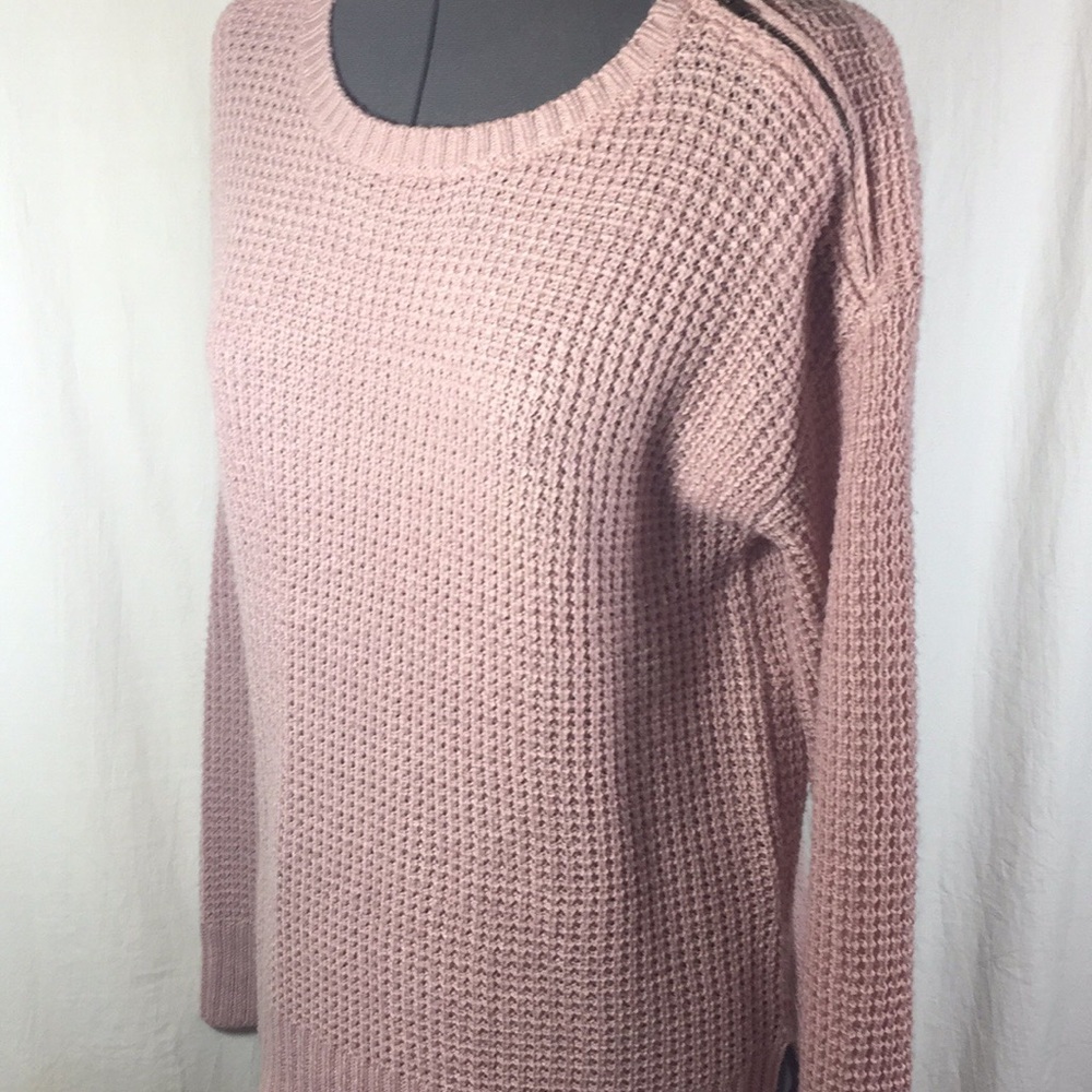 Moral Fiber Sweater Women Size Large Mauve Color Pullover Zipper Shoulder